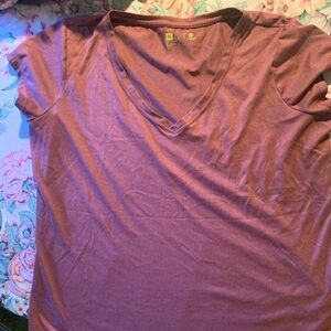 Expsion Women's V-Neck Short Sleeve Top - Purple Size X-Larfe